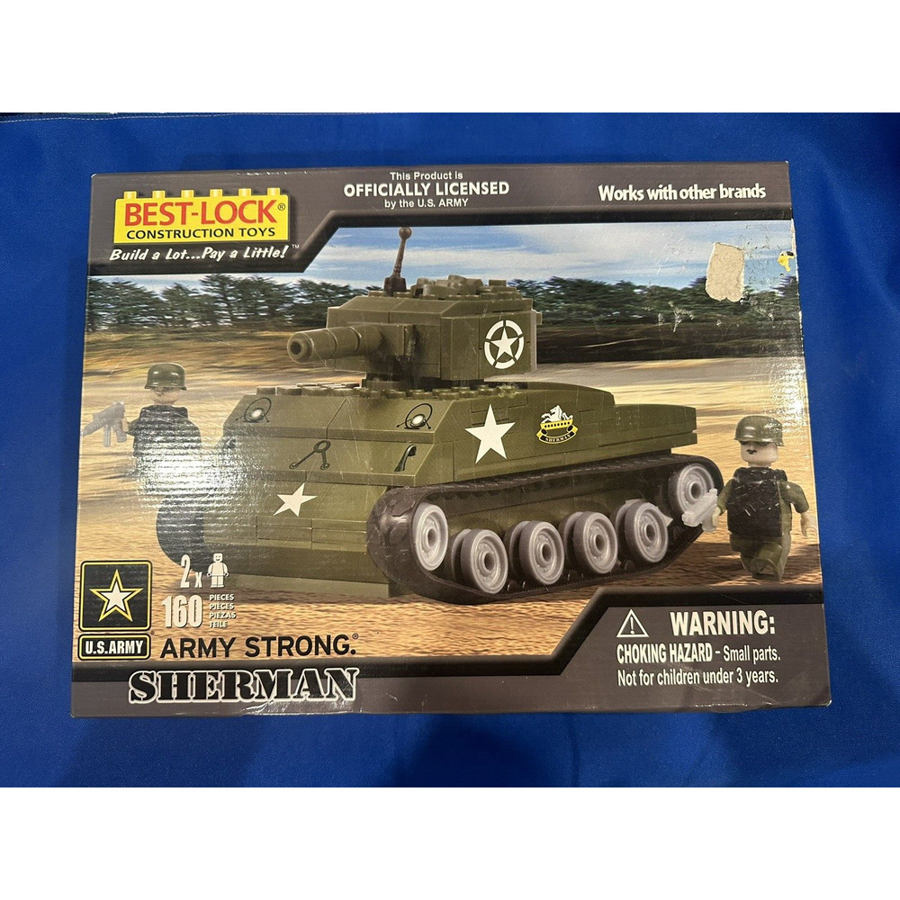 Best Lock Construction Toys Army Strong Sherman Tank 160-Piece A01640